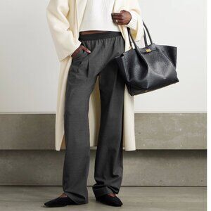 NWT NEVER WORN pleated grain de poudre wool-blend straight-leg pant